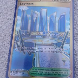 Pokemon Levincia Trainer Card - Blue and Gold